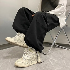日系复古阔腿工装裤男秋季潮牌宽松束脚卡其色休闲裤K7486-P43，男装休闲裤，星座512-3