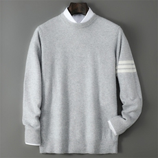 2025年秋季长袖圆领套头单袖拼色时尚百搭，男装羊毛衫，千国羊绒