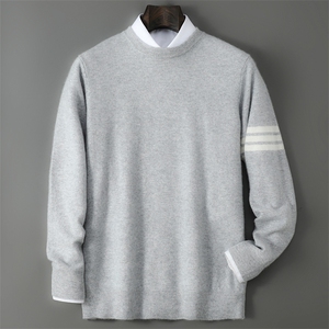 2025年秋季长袖圆领套头单袖拼色时尚百搭，男装羊毛衫，千国羊绒