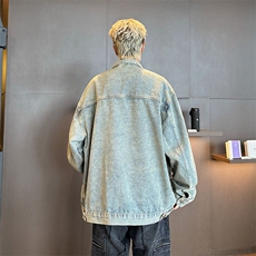 美式复古牛仔衣外套男秋冬褂子痞帅高级感XZ201-WT001P70，男装工装外套，星座201