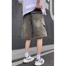 美式复古牛仔短裤夏季拼接高级感水洗直筒五分裤NE128，男装牛仔裤，星座1116A（原606A-3）