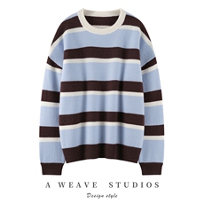 2025年秋季宽松型通勤套头圆领条纹，女装羊绒衫，英皇羊绒