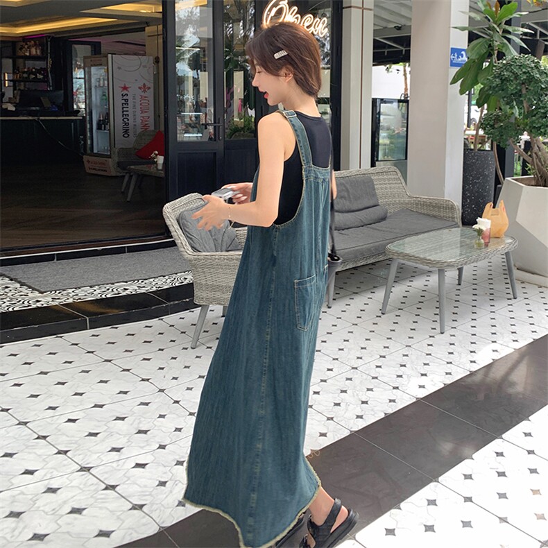 港风ins超火连衣裙女2025夏日新款酷飒拽姐不规则小众牛仔背带裙,女装连衣裙,2C201