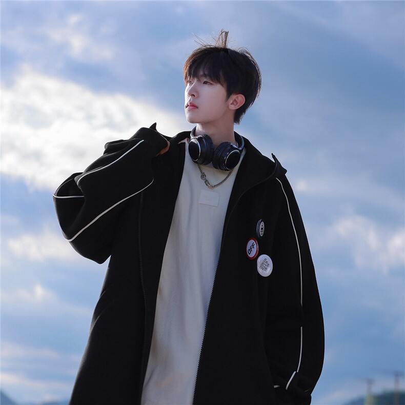 2025春胸针款男连帽开衫卫衣WY841/P80控118-面布100棉底布100涤,男装卫衣,电商A148