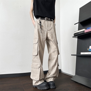 美式复古多口袋工装裤男女款休闲宽松直筒长裤子K02883-P75图片