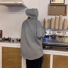 抖音得物高品质美式高街重磅纯色结构设计一粒扣连帽卫衣外套W85，男装卫衣，电商A486