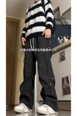 冬季新款保暖加绒裤休闲柳钉打褶百搭桃皮绒长裤D2645-TP3868，男装休闲裤，电商A102