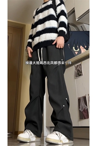 冬季新款保暖加绒裤休闲柳钉打褶百搭桃皮绒长裤D2645-TP3868图片