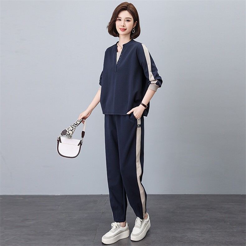 休闲运动卫衣套装女2025春秋新款大码时尚中年妈妈洋气卫裤两件套,女装套装/套裙,忆绮罗