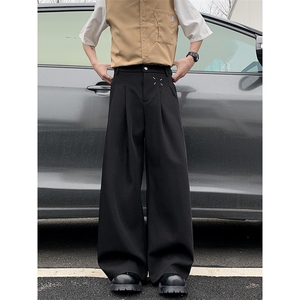 裤子男英伦雅痞男装西裤垂坠感高级感阔腿休闲长裤X0325-P40图片