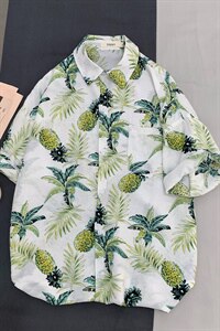 2021夏季新日系大码男港风沙滩情侣休闲短袖印花衬衫C3029-P35图片