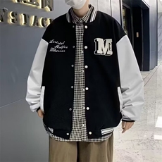 外套男春秋款高中初中生棒球服学院风宽松休闲拼色夹克JK504，男装夹克，星座1116A-1（原606A）