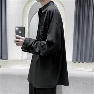 现货夏款港风纯色长袖方领男衬衫电商基地服装城D201-DM13-P40,男装衬衫,电商D321-1