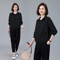 现货2022秋季新款百搭显瘦休闲套装两件套，女装套装/套裙，深水步