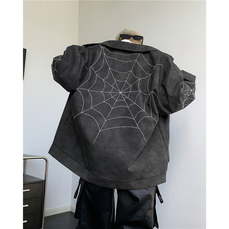 皮夹克男女款拉链休闲宽松百搭街头棒球服外套,男装夹克,星座716-2