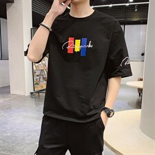 新款夏季印花短袖T恤男装潮流宽松半袖ins潮流体恤单衣DT14P30，男装T恤，电商A086