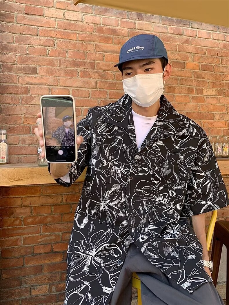 五分袖夏季衬衫纯色青春流行潮日常潮流男气质百搭文艺,男装衬衫,星座716-2