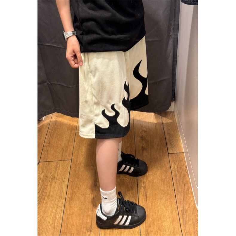 美式复古火焰短裤男女夏季潮牌运动裤子小众休闲五分裤GK166-p29,男装牛仔裤,星座1008