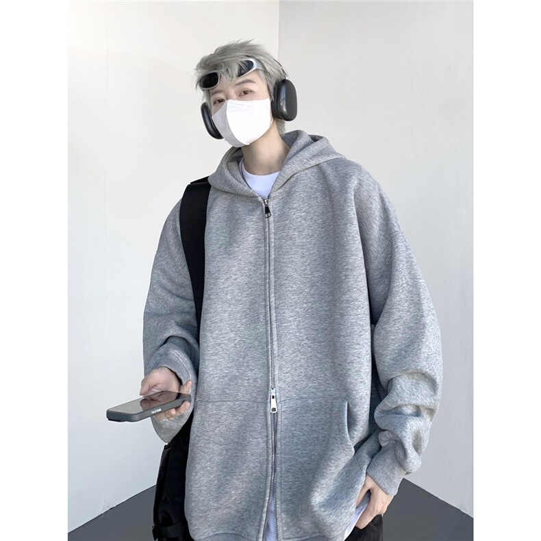 65棉420g重磅开衫连帽纯色卫衣全铜双拉链头KS08-P65,男装卫衣,星座201-4