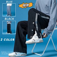 2025冬季新款加厚玉米格拼接卫裤棋盘格子休闲裤蓝 GK63-P55图片