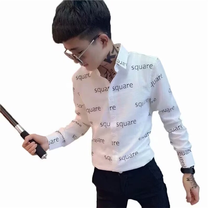 夏季长袖衬衫男韩版潮流宽松潮牌长袖衬衣学生网红百搭港风外套,男装衬衫,星座1210-1