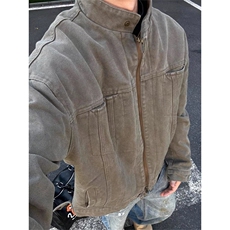 新款百搭美式工装夹克男士设计感牛仔外套流行时尚日系潮流，男装工装外套，四季星座505