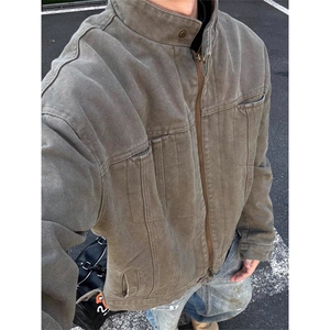 新款百搭美式工装夹克男士设计感牛仔外套流行时尚日系潮流图片