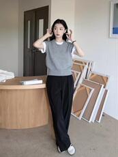 2024年秋季时尚气质圆领无袖纯色简约针织马甲，女装马甲，德聚羊绒