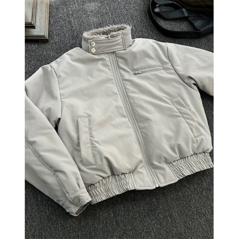水泥灰羊羔毛立领座山雕棉服男冬哈灵顿飞行夹克厚外套M6062,男装夹克,星座1116A（原606A-3）