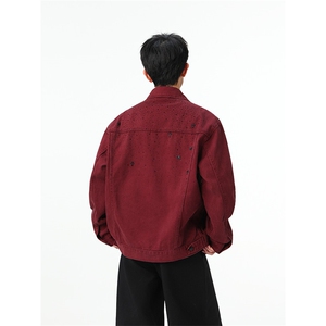水洗牛仔外套男款春美式痞帅上衣服宽松休闲工装夹克JK1330-P98图片
