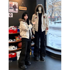 帽子可拆美式复古刺绣徽章座山雕棉衣外套男女加厚夹克A1247-P80，男装夹克，星座1505