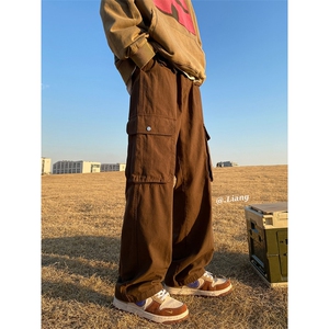 美式高街工装宽松直筒垂感阔腿裤棉715-6-BX20P65(控88）图片