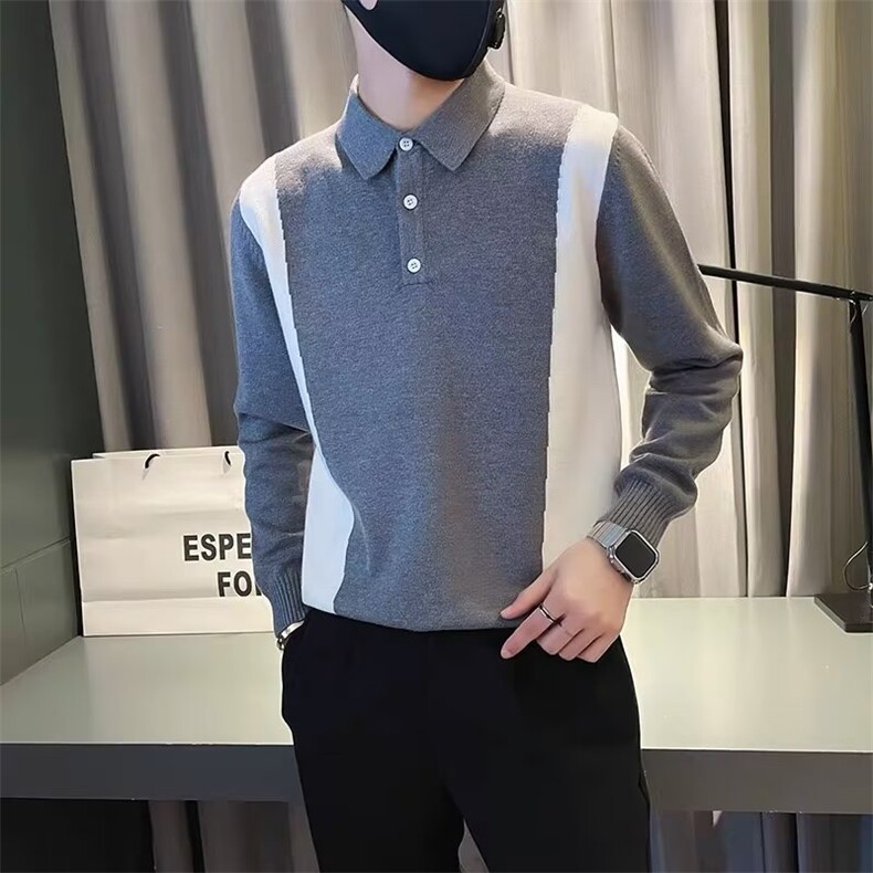 POLO衫领毛衣男长袖打底衫2024秋冬季内搭潮线衣翻领针织衫MY804,男装针织衫/毛衣,星座1116A-2（原606A-1）
