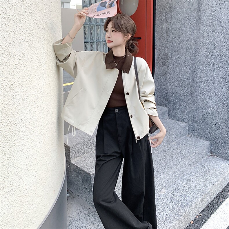 新款【现货】杏色韩系简约款192-628P160K228,女装风衣,浙宝192（原082）