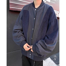 美式复古灯芯绒拼接外套男女2025新款棒球服上衣短款飞行夹克，男装夹克，星座601-2