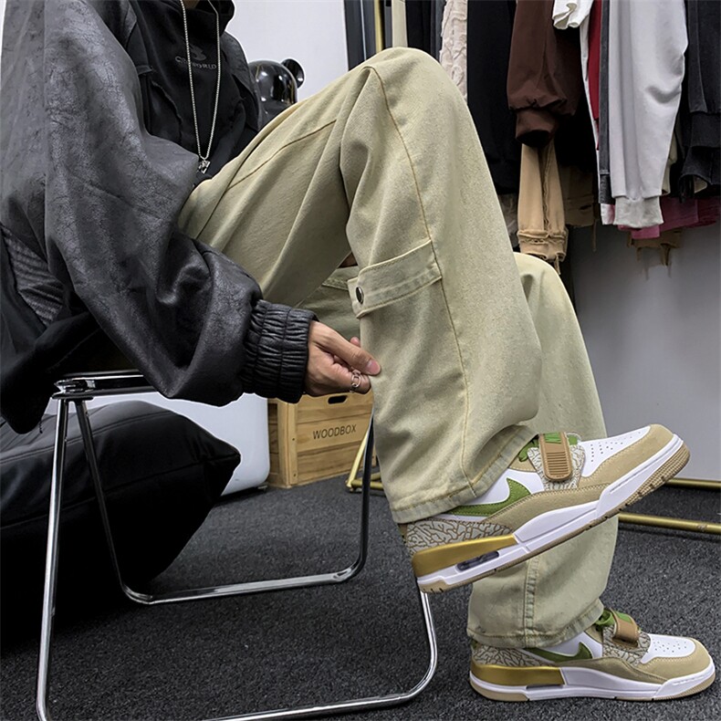 牛仔裤男款春季美式复古宽松直筒拖地N352-P43,男装牛仔裤,星座308B-2