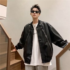 皮外套男款美式cleanfit棒球服皮衣春秋季宽松潮牌夹克JK8898，男装夹克，星座1116A-1（原606A）