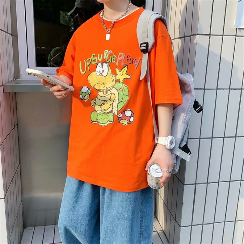2021新款韩INS暗黑卡通印花圆领宽松短袖T恤情侣W225-P26,男装T恤,星座412-2