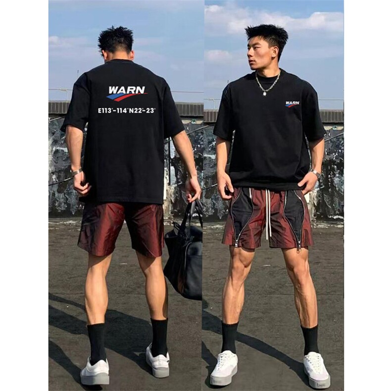1506/GT2300/P32欧美式痞帅高级感英文纯棉短袖潮牌情侣上衣半袖图片
