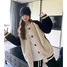 皮毛一体拼色夹克外套2C095916P195278，女装短外套，2C095