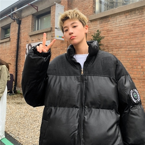 PU皮棉服冬季宽松港风棉衣立领冬装棉袄PM01-P115限158抖音控178图片