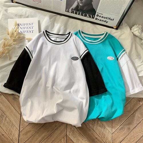 平铺 21新款港风潮流宽松休闲百搭纯短袖T恤男 A300-T1009-P35,男装T恤,天晨