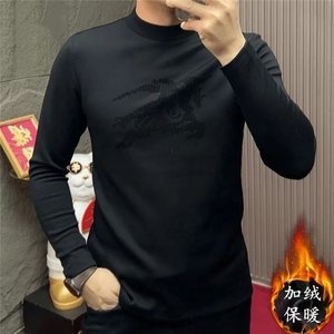 2026新款马年限定高货加绒加厚保暖T恤上衣修身卫衣男士空气图片