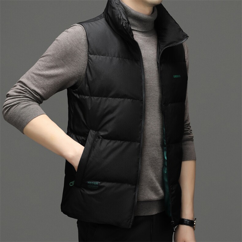 2024新款柔软保暖宽松80鸭绒防寒服外套立领羽绒服马甲保暖男装,男装羽绒服,钱塘6003（原4033）