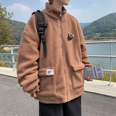2023新款情侣装羊羔绒夹克男春秋冬季潮牌棉衣外套上衣W6251-P72，男装棉衣，星座512-2