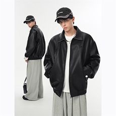 无影墙2026春季美式高街机车皮夹克男休闲短款PU皮外套-A2259P85，男装夹克，电商B241