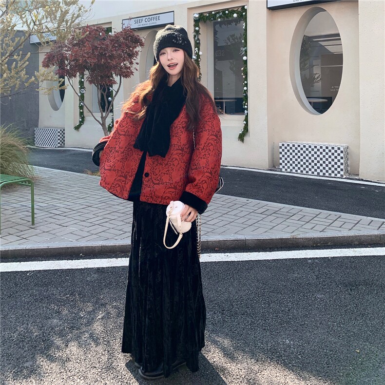 老标90白鸭绒中式风羽绒服（配围巾）W632P335K488,女装羽绒服,2C209