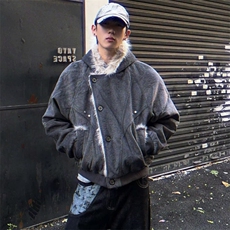 复古座山雕短款连帽毛领棉服女冬派克服棉衣外套网B135-P135，男装棉衣，星座910-1