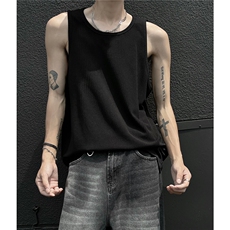 黑墙2025夏季宽松坑条无袖T恤港风夏装大码背心男装坎肩S409-特17，男装背心/马甲，电商A233-1