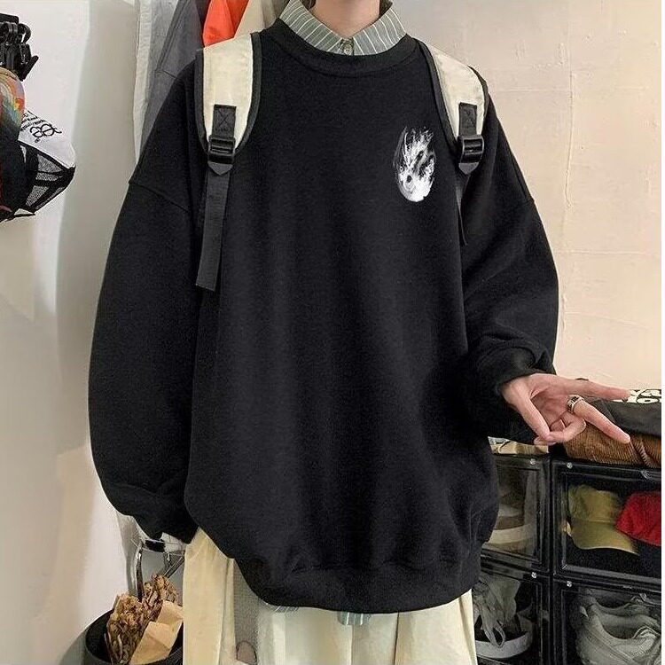 春秋季卫衣男水墨画抽象图形印花潮牌圆领上衣FY203-P33图片